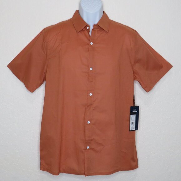Kenneth Cole* Men's Short Sleeve Button Down Straight Hem Shirt~ Size Medium - Picture 1 of 13